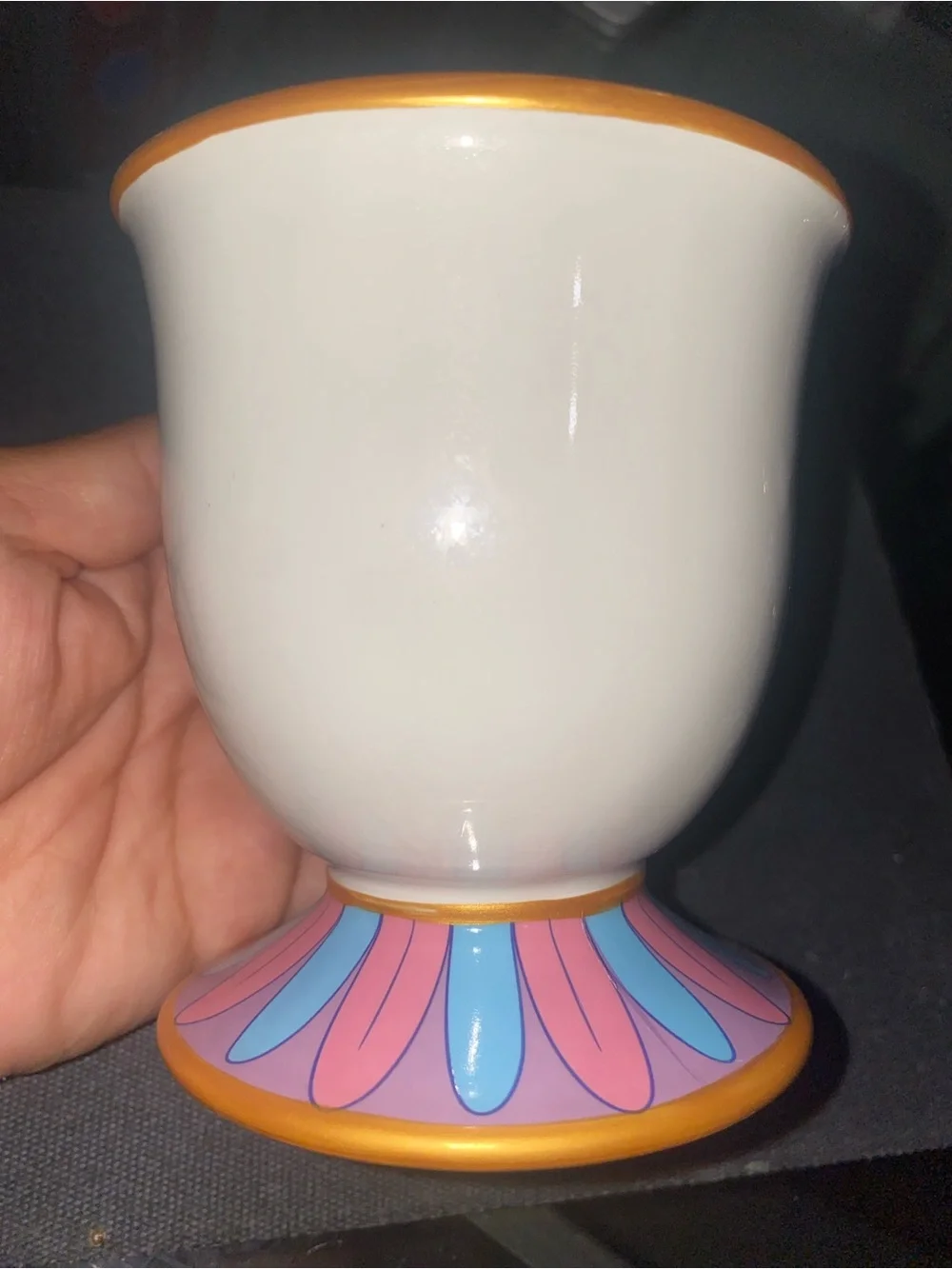Disney White Ceramic Character Vase with Gold Handle and Multicolor Base